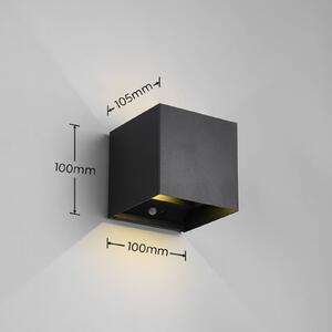 Nabíjateľné vonkajšie nástenné svietidlo LED Talent, čierne, šírka 10 cm