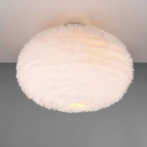Chlpaté stropné svietidlo, Ø 50 cm, piesková farba, syntetický plyš