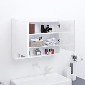 Kúpeľňová zrkadlová skrinka 80x15x60 cm MDF lesklá biela
