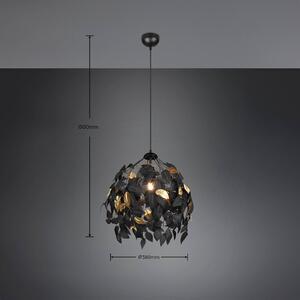 Závesná lampa Leavy, čierna/zlatá, Ø 38 cm, plast