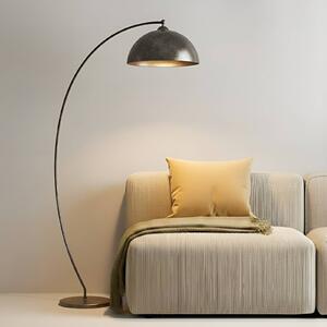 Oblúková lampa Lindby Jonera, sivá, kov, výška 185 cm, Hliník / sivá / zinok, Obývacia izba / jedáleň, kov, Štýl mladých, Oblúková stojaca lampa