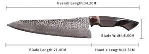KnifeBoss damaškový nôž Chef 8.5" (214 mm) Ebony wood VG-10