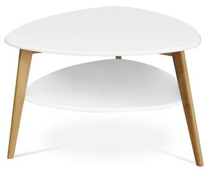 Autronic - Stůl konferenční 78x77x50 cm, MDF bílá deska, nohy bambus přírodní odstín - AF-1192 WT AKCE