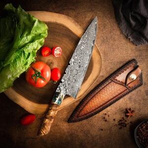 KnifeBoss damaškový nôž Chef 8" (210 mm) Burl Wood VG-10
