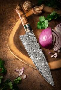 KnifeBoss damaškový nôž Chef 8" (210 mm) Burl Wood VG-10