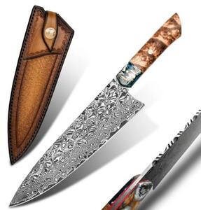 KnifeBoss damaškový nôž Chef 8" (210 mm) Burl Wood VG-10