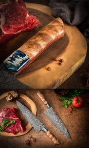 KnifeBoss damaškový nôž Chef 8" (210 mm) Burl Wood VG-10