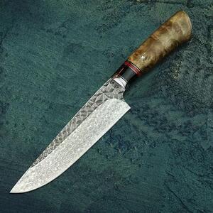 KnifeBoss damaškový nôž Chef 6.8" (172 mm) Burl Wood VG-10