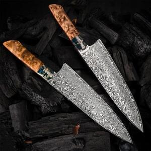 KnifeBoss damaškový nôž Chef 8" (210 mm) Burl Wood VG-10