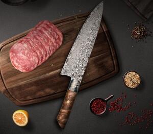KnifeBoss damaškový nôž Chef 8" (210 mm) Burl Wood VG-10