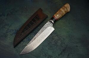 KnifeBoss damaškový nôž Chef 6.8" (172 mm) Burl Wood VG-10