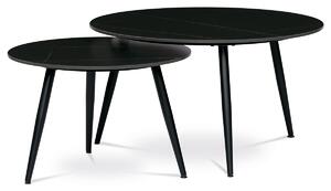 Autronic - Sada 2 konferenčních stolů o80cm a o60cm, černá keramická deska, černé kovové nohy - AHG-403 BK