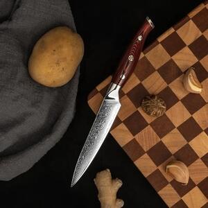 KnifeBoss viacúčelový damaškový nôž Utility 5" (127 mm) Black & Red VG-10