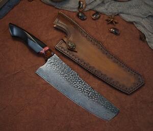 KnifeBoss damaškový nôž Nakiri 8" (197 mm) Ebony wood VG-10