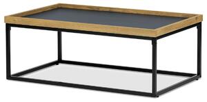 Autronic - Stůl konferenční, MDF deska šedá s dekorativní hranou divoký dub, černý kov. - CT-613 OAK VÝPRODEJ