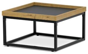 Autronic - Stůl konferenční, MDF deska šedá s dekorativní hranou divoký dub, černý kov. - CT-614 OAK VÝPRODEJ