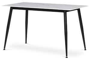 Autronic - Stůl jídelní 130x70x76 cm, deska slinutý kámen v imitaci matného mramoru, černé kovové nohy - HT-403M WT