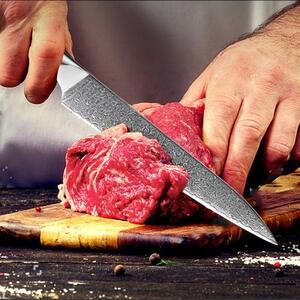 KnifeBoss plátkovací damaškový nôž Slicing 8" (200 mm) Black & Red VG-10