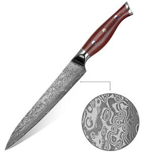 KnifeBoss plátkovací damaškový nôž Slicing 8" (200 mm) Black & Red VG-10