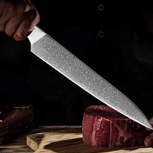KnifeBoss plátkovací damaškový nôž Slicing 8" (200 mm) Black & Red VG-10