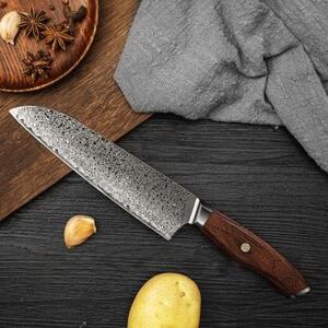KnifeBoss kuchársky damaškový nôž Santoku 8" (205 mm) Rose wood VG-10