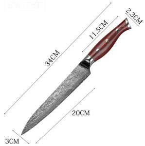 KnifeBoss plátkovací damaškový nôž Slicing 8" (200 mm) Black & Red VG-10