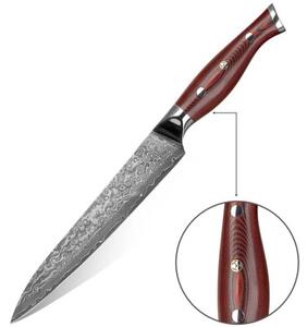 KnifeBoss plátkovací damaškový nôž Slicing 8" (200 mm) Black & Red VG-10