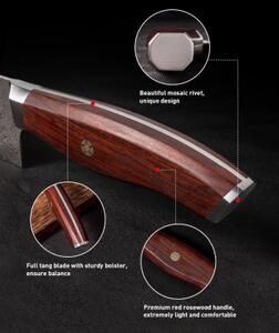 KnifeBoss kuchársky damaškový nôž Santoku 8" (205 mm) Rose wood VG-10