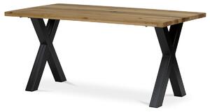 Autronic - Stůl jídelní, 160x90x75 cm, masiv dub, kovové podnoží ve tvaru písmene "X" , černý lak - DS-X160 DUB AKCE