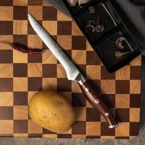 KnifeBoss vykosťovací damaškový nôž Boning 5,5" (135 mm) Black & Red VG-10