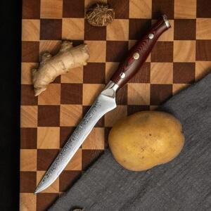 KnifeBoss vykosťovací damaškový nôž Boning 5,5" (135 mm) Black & Red VG-10