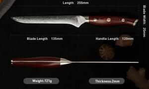 KnifeBoss vykosťovací damaškový nôž Boning 5,5" (135 mm) Black & Red VG-10