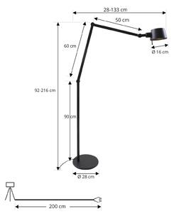 Stojacia lampa Lucande Silka, výška 216 cm, čierna, kov
