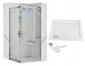Rea Punto, sprchovací kút 100x80x190 cm, 5mm číre sklo, chrómový profil + biela sprchová vanička Savoy, KPL-K1009