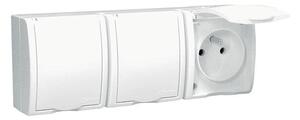 Zásuvka IP54 250 V Simon Aquarius trojnásobná biela