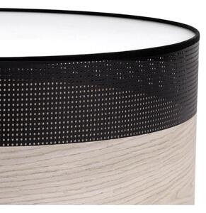 Stropné svietidlo Wood, 1x svetlobéžová dubová dýha/čierne PVCové tienidlo, (biele plexisklo), (fi 50cm)