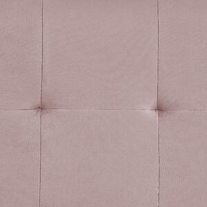 Posteľ ružová zamatová EU king 160x200 cm oblúkový rám rošt prešívané čelo postele