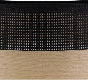 Stropné svietidlo Wood, 1x dýha zlatý dub/čierne PVCové tienidlo, (biele plexisklo), (fi 40cm)
