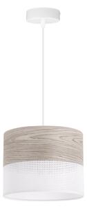 Závesné svietidlo Wood, 1x svetlobéžová dubová dýha/biele PVCové tienidlo, (fi 20cm)