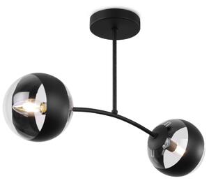 Light Home Stropné svietidlo Toledo, 2x čierne/transparentné sklenené tienidlo, B