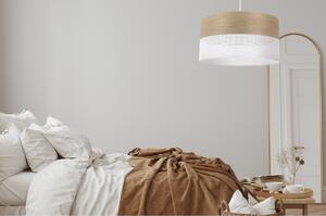 Light Home Závesné svietidlo Wood, 1x dýha zlatý dub/biele PVCové tienidlo, (fi 44cm)