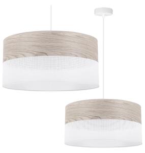 Light Home Závesné svietidlo Wood, 1x svetlobéžová dubová dýha/biele plastové tienidlo, (fi 44cm)