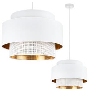 Závesné svietidlo Asti, 1x PVC/biele textilné tienidlo, (fi 45cm), g/c, w