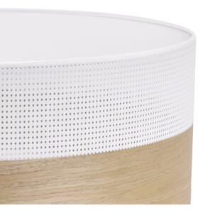 Stropné svietidlo Wood, 1x dýha zlatý dub/biele PVCové tienidlo, (biele plexisklo), (fi 50cm)