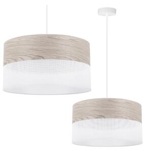 Light Home Závesné svietidlo Wood, 1x svetlobéžová dubová dýha/biele plastové tienidlo, (fi 40cm)