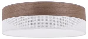Light Home Stropné svietidlo Wood, 1x hnedá orechová dýha/biele plastové tienidlo, (biele plexisklo), (fi 50cm)