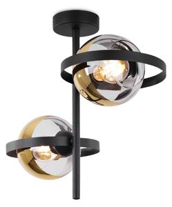 Stropné svietidlo Asturia Ring, 2x zlaté/transparentné sklenené tienidlo, B