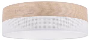 Light Home Stropné svietidlo Wood, 1x béžová dubová dýha/biele PVCové tienidlo, (biele plexisklo), (fi 50cm)