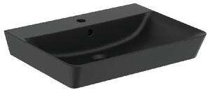 Ideal Standard Connect Air - Umývadlo Cube, 600x460x160 mm, s prepadom, otvor na batériu, čierna E0298V3