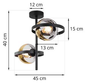 Stropné svietidlo Asturia Ring, 2x zlaté/transparentné sklenené tienidlo, B